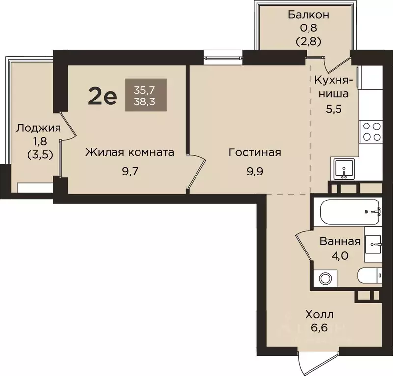 2-к кв. Пермский край, Пермь ул. Капитана Гастелло, 21 (38.3 м) - Фото 1