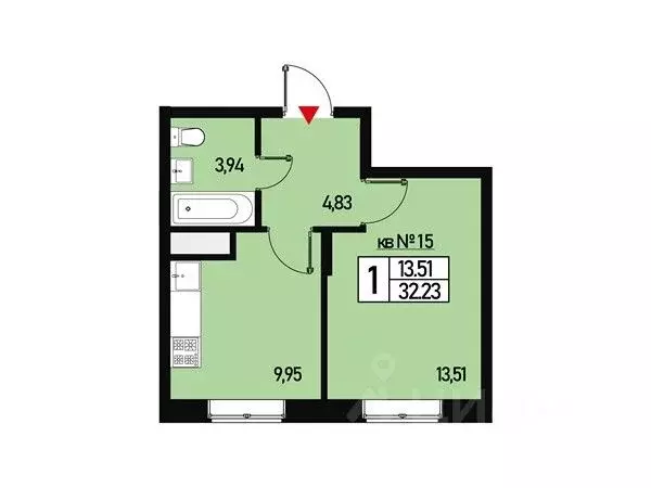 1-к кв. Москва ул. Генерала Донскова, 29к6 (32.0 м) - Фото 0