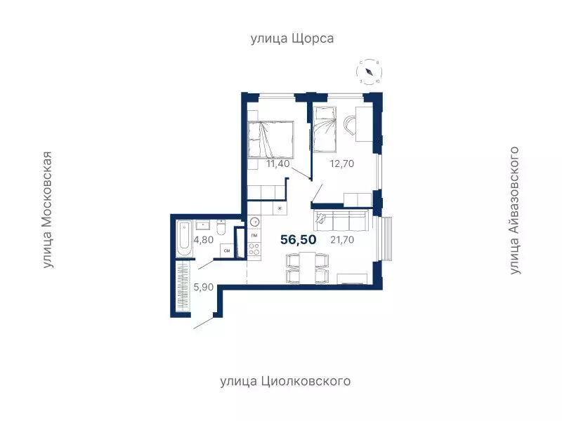 2-комнатная квартира: Екатеринбург, Московская улица, 249/2 (56.5 м) - Фото 0