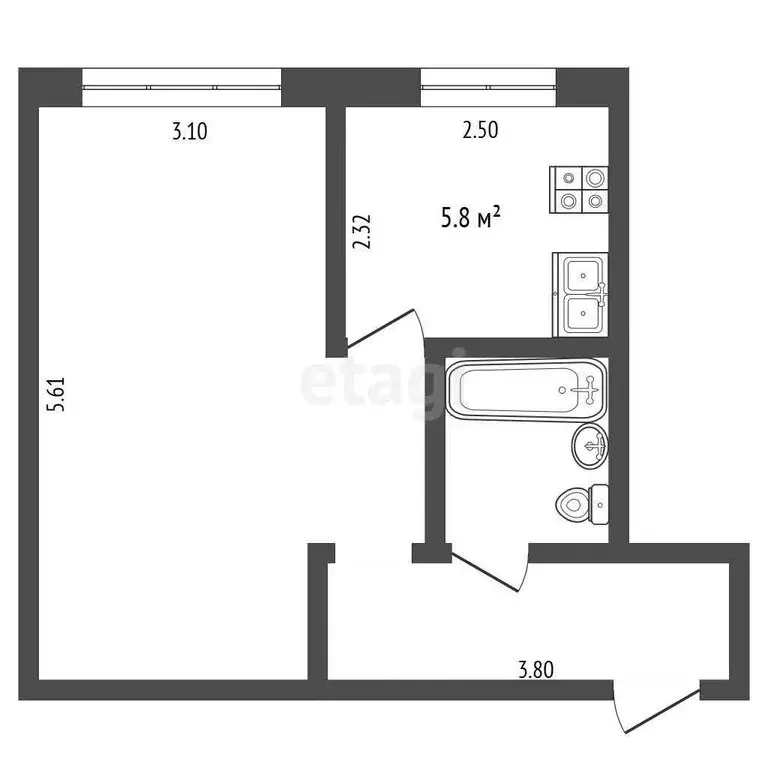 1-комнатная квартира: Тюмень, улица Парфёнова, 20 (16 м) - Фото 0