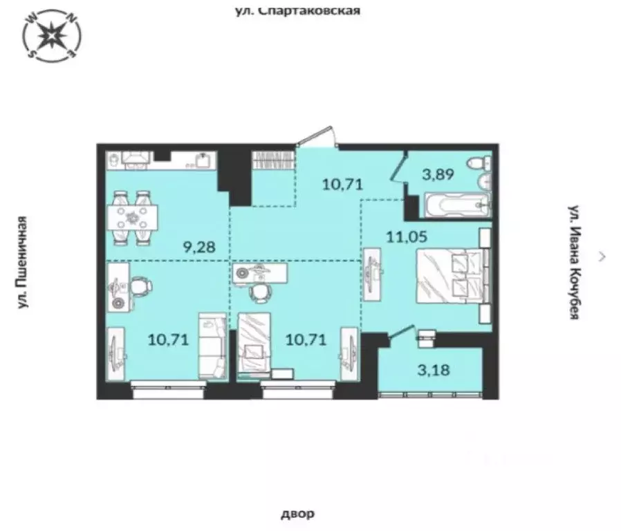 3-к кв. Иркутская область, Иркутск Пшеничная ул., 15/1 (59.53 м) - Фото 1