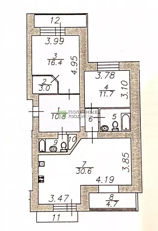3-к. квартира, 95,2 м, 2/7 эт. - Фото 0
