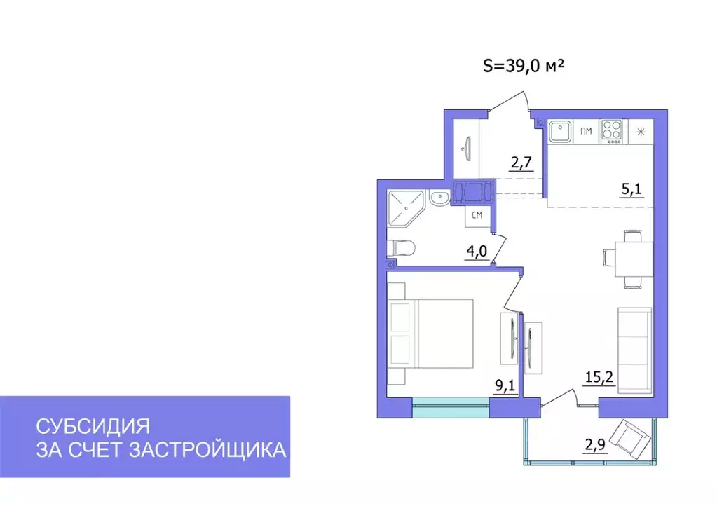 2-к кв. Карелия, Петрозаводск Гражданская ул. (39.0 м) - Фото 0