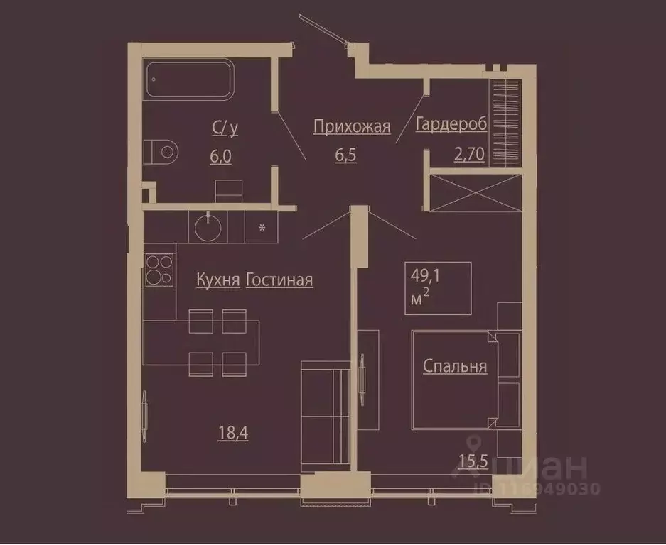 2-к кв. Новосибирская область, Новосибирск ул. Чаплыгина, 54 (49.0 м) - Фото 0