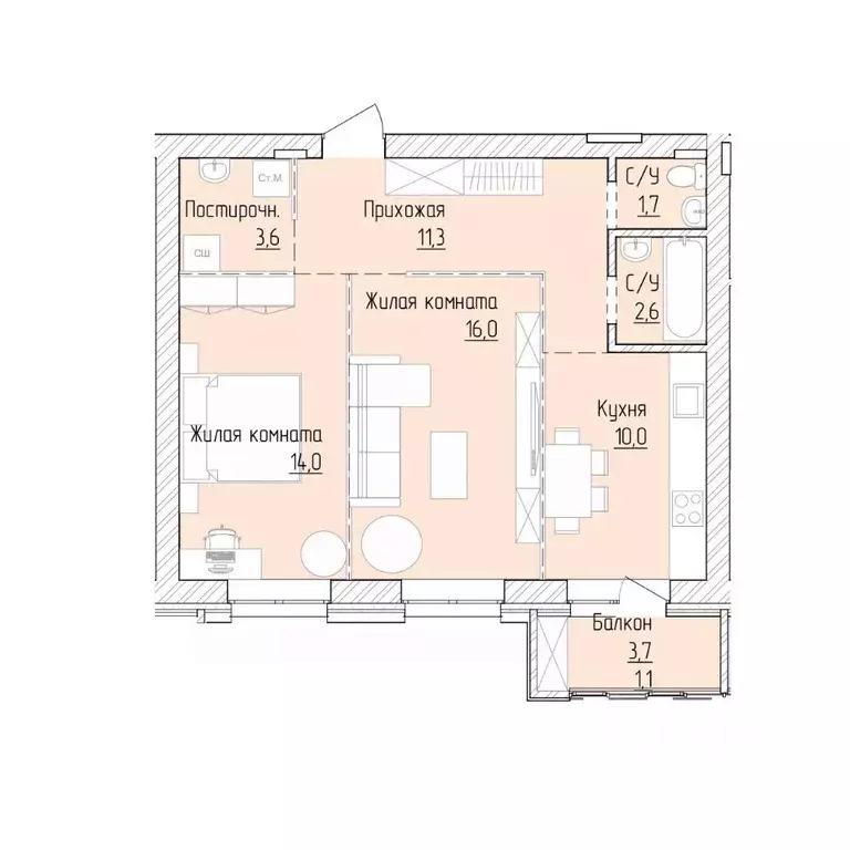 2-к кв. Алтайский край, Барнаул ВРЗ мкр, бул. 9 Января (60.3 м) - Фото 1
