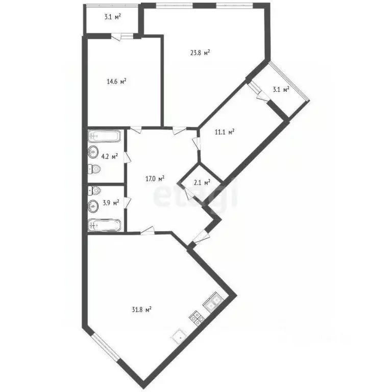 3-к кв. Владимирская область, Ковров Комсомольская ул., 1А (111.0 м) - Фото 0