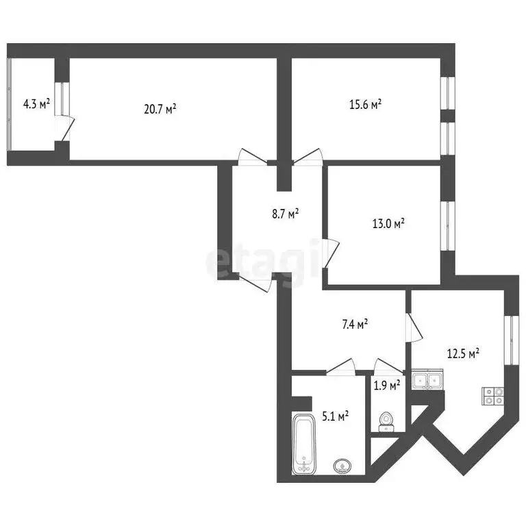 3-комнатная квартира: Ярославль, улица Бабича, 10/22 (74.4 м) - Фото 0