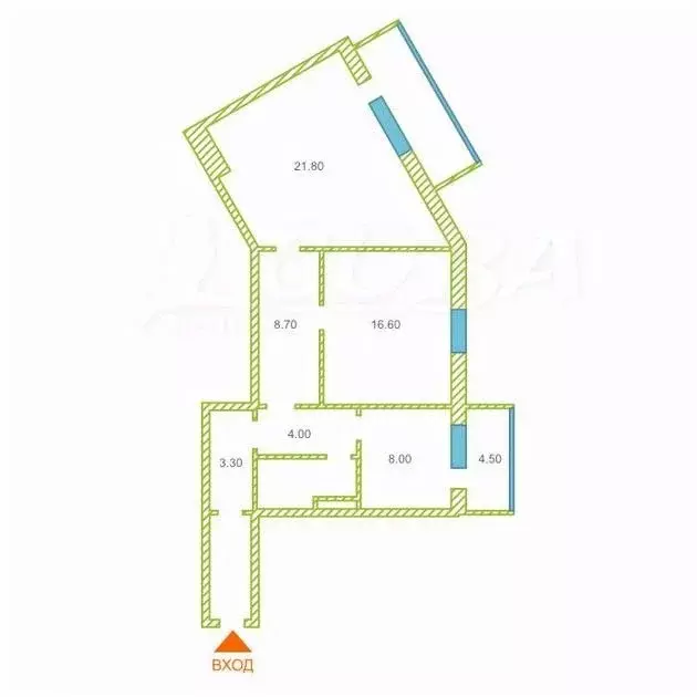 2-к кв. Тюменская область, Тюмень ул. Жуковского, 88/1 (71.2 м) - Фото 2