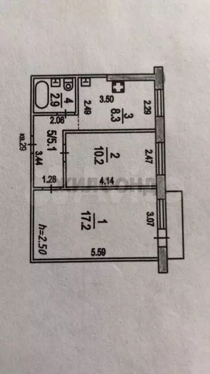 2-к. квартира, 44,2 м, 5/5 эт. - Фото 0