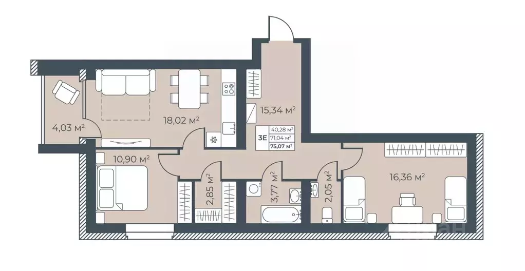 3-к кв. Воронежская область, Павловск ул. Свободы, 25к2 (75.07 м) - Фото 1