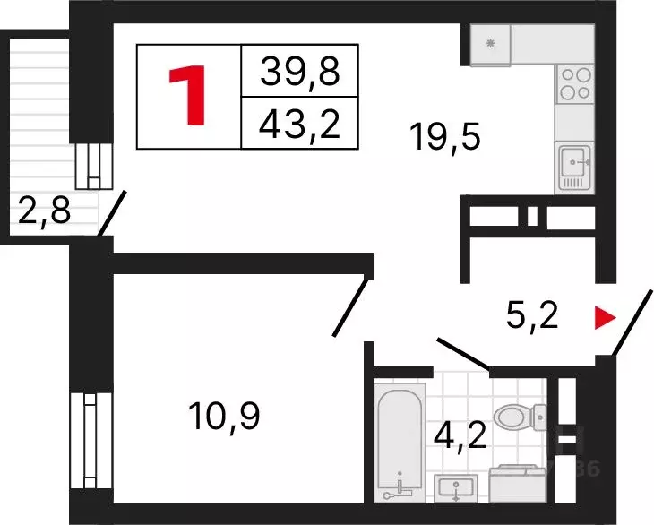 1-к кв. Свердловская область, Екатеринбург ул. Шаумяна, 28 (42.3 м) - Фото 0