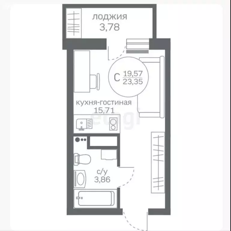 Квартира-студия: Патрушева, улица Александра Пушкина, 16 (19.6 м) - Фото 0