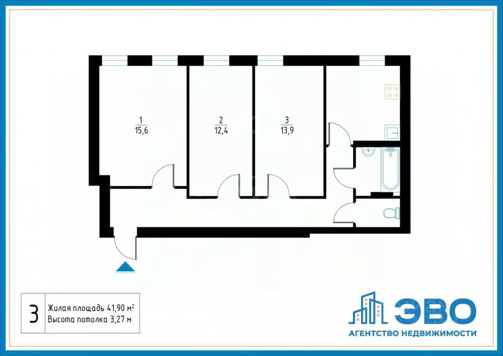 3-к кв. Санкт-Петербург Парголовская ул., 12б (69.1 м) - Фото 2