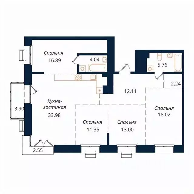 4-к кв. Иркутская область, Иркутск Байкальская ул., 246Б (123.8 м) - Фото 1
