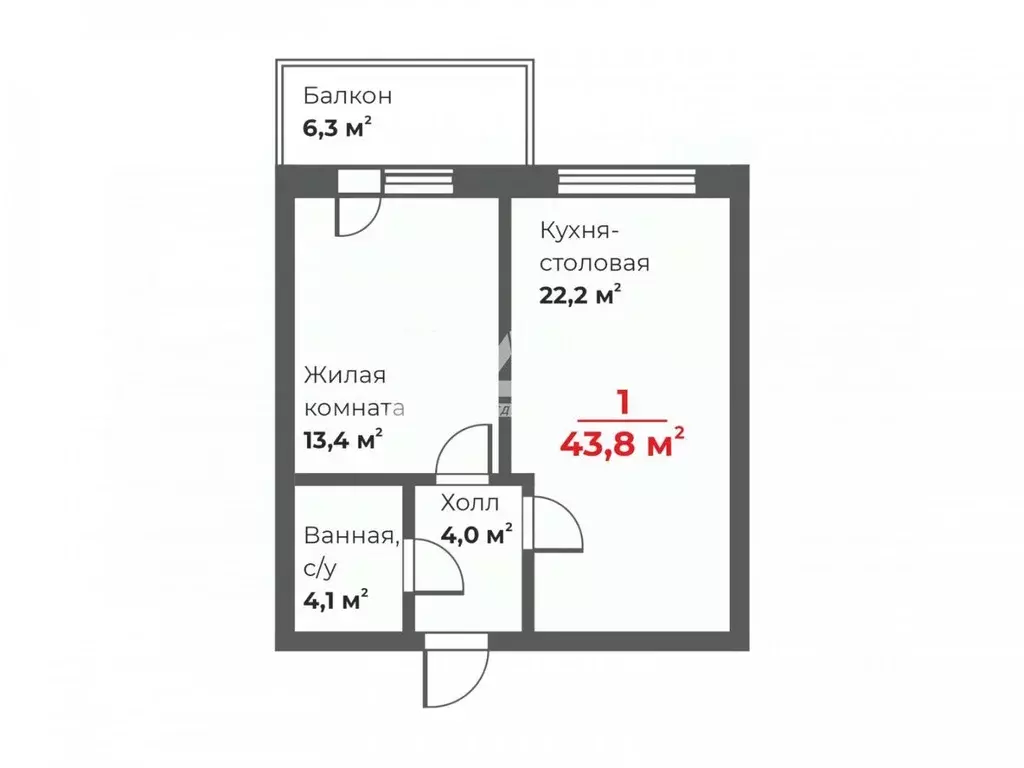 1-к кв. Челябинская область, Челябинск 20-й мкр,  (43.8 м) - Фото 2