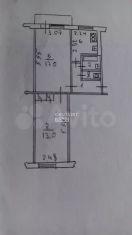 2-к. квартира, 43,4 м, 4/5 эт. - Фото 0