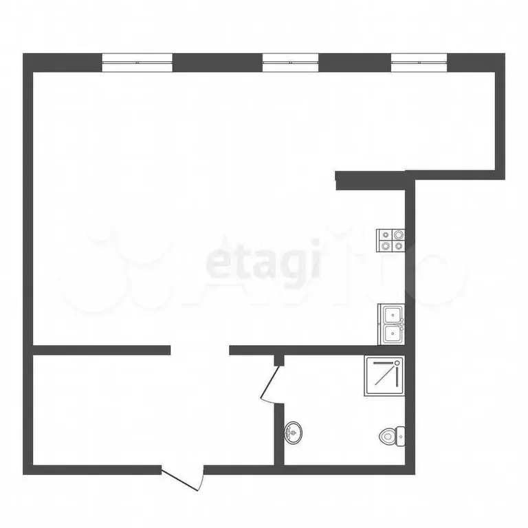 Квартира-студия, 28,6 м, 3/5 эт. - Фото 0