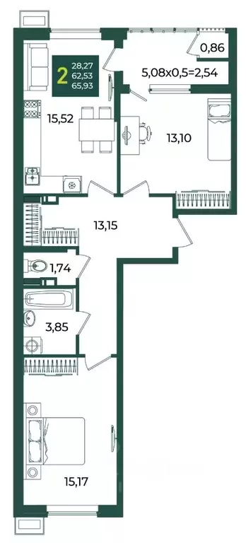 2-к кв. Краснодарский край, Краснодар Образцово мкр,  (65.93 м) - Фото 1