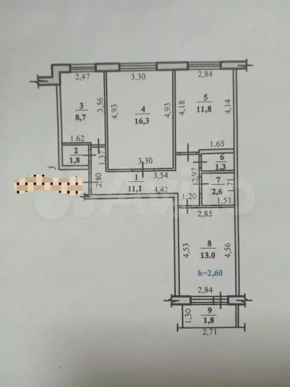 3-к. квартира, 66 м, 2/9 эт. - Фото 0