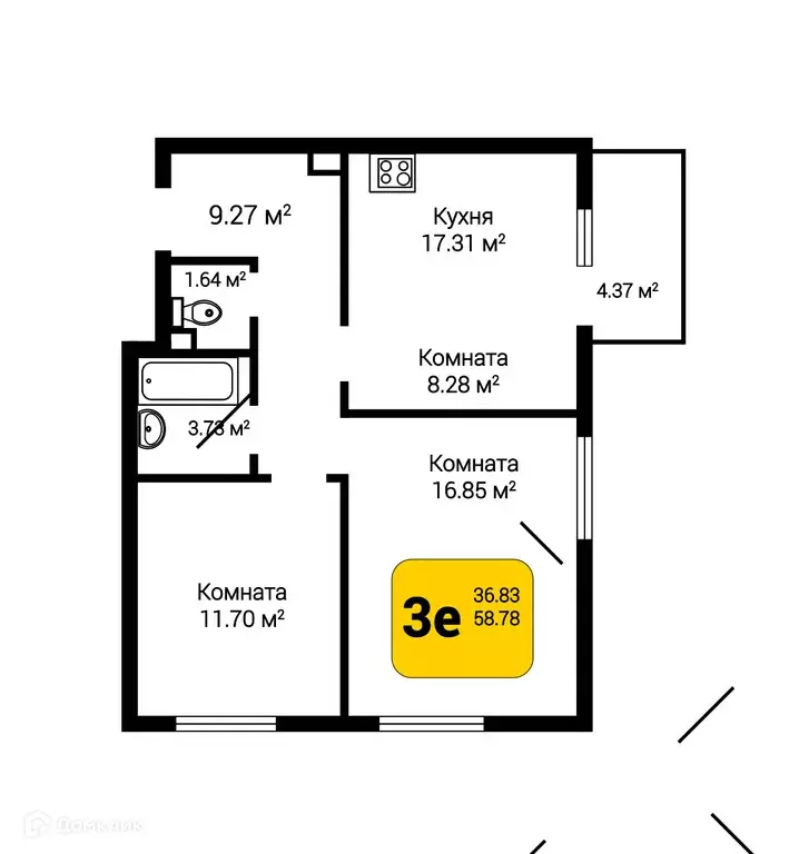 Продаётся 3-к квартира, 60.09 м - Фото 0
