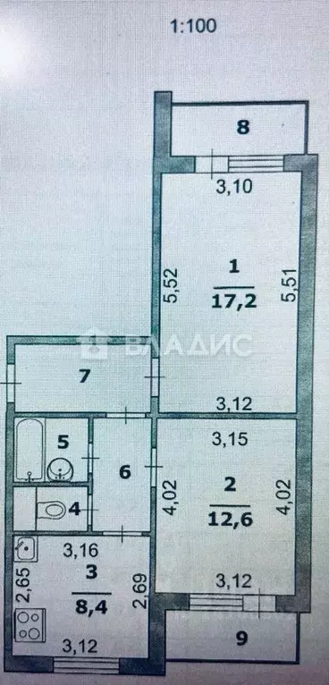 2-к кв. Белгородская область, Белгород бул. Строителей, 45а (51.1 м) - Фото 2