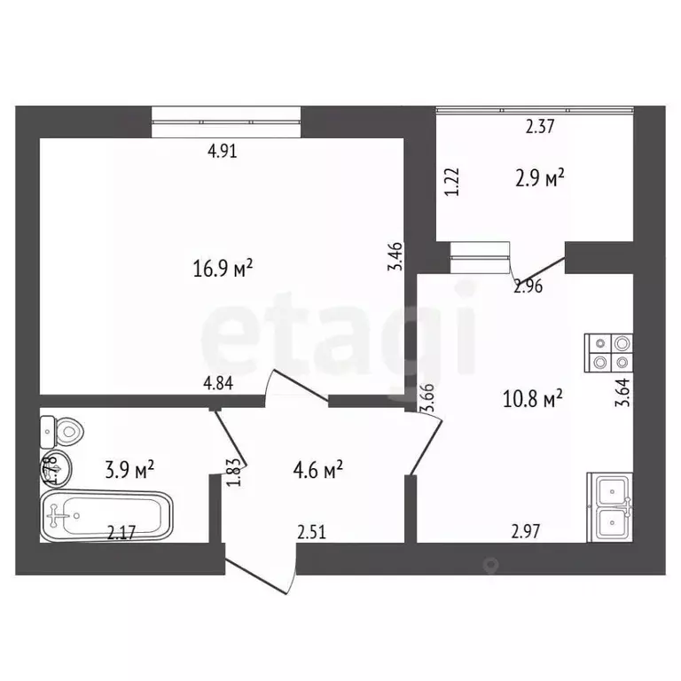 1-к кв. Башкортостан, Стерлитамак ул. Артема, 64 (36.2 м) - Фото 1