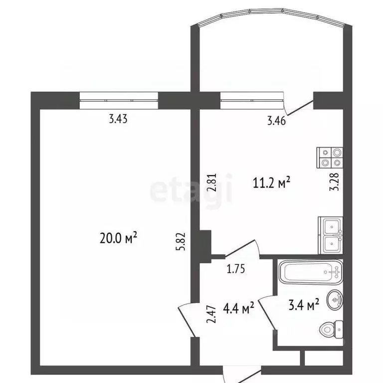 1-к кв. Саха (Якутия), Якутск ул. Пушкина, 24/1 (39.0 м) - Фото 2