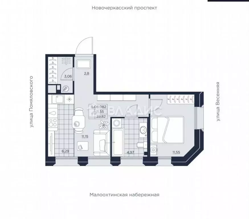 1-комнатная квартира: Санкт-Петербург, улица Помяловского, 3 (39.8 м) - Фото 0