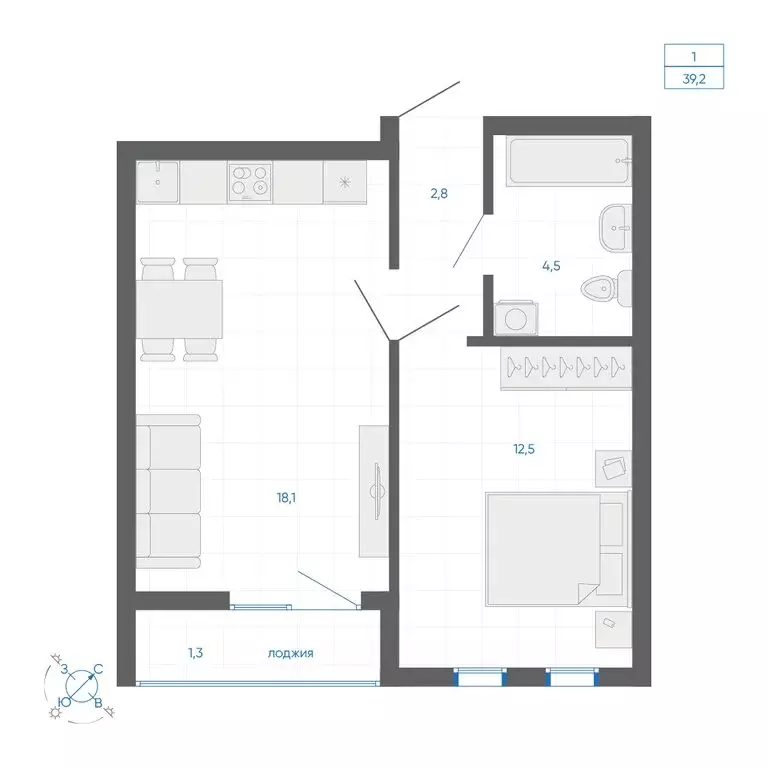 1-комнатная квартира: Екатеринбург, улица Вильгельма де Геннина, 59 ... - Фото 2