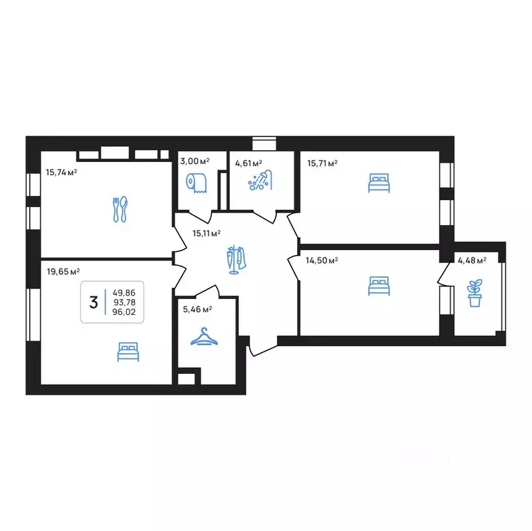 3-к кв. Липецкая область, Липецк Авторский жилрайон,  (96.02 м) - Фото 1