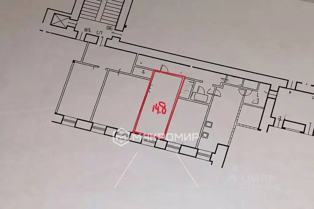 Комната Санкт-Петербург наб. Реки Фонтанки, 126 (14.8 м) - Фото 2