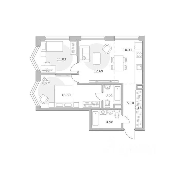 3-к кв. Москва ул. Народного Ополчения, 34С4 (66.49 м) - Фото 1