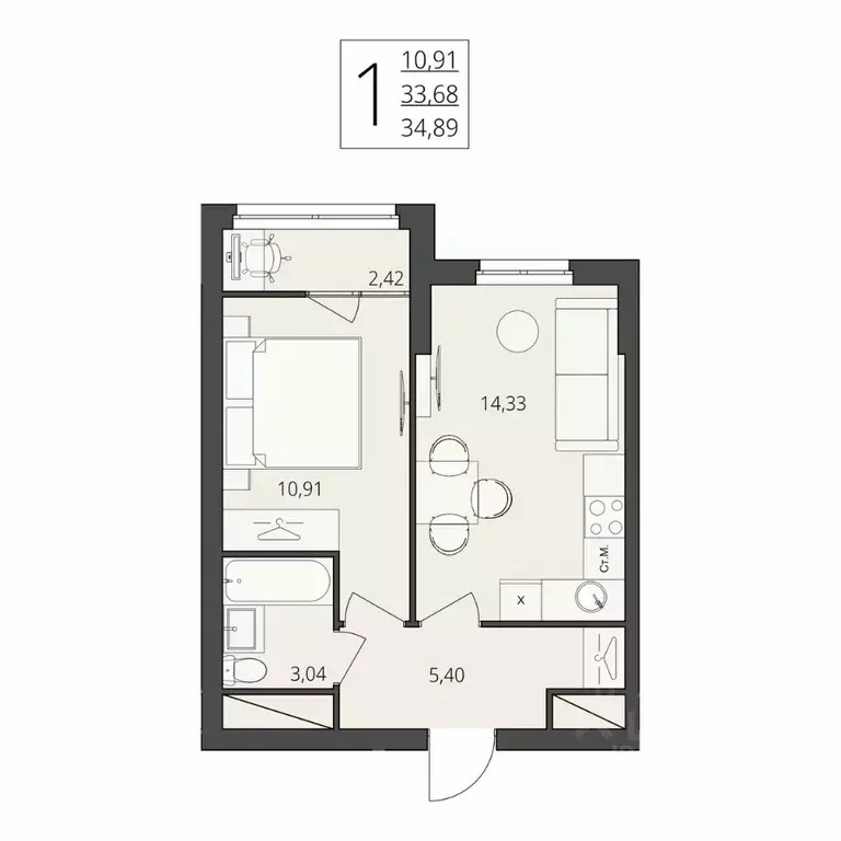 1-к кв. Волгоградская область, Волгоград ул. Степана Разина, 25/1 ... - Фото 0