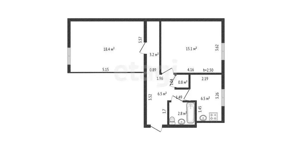 2-комнатная квартира: Ставрополь, улица Пушкина, 73 (53.3 м) - Фото 0