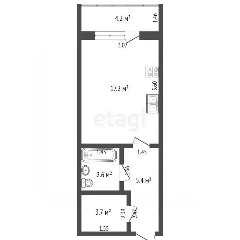 1-к кв. Крым, Ялта муниципальный округ, Гаспра пгт ул. Маратовская, 53 ... - Фото 1