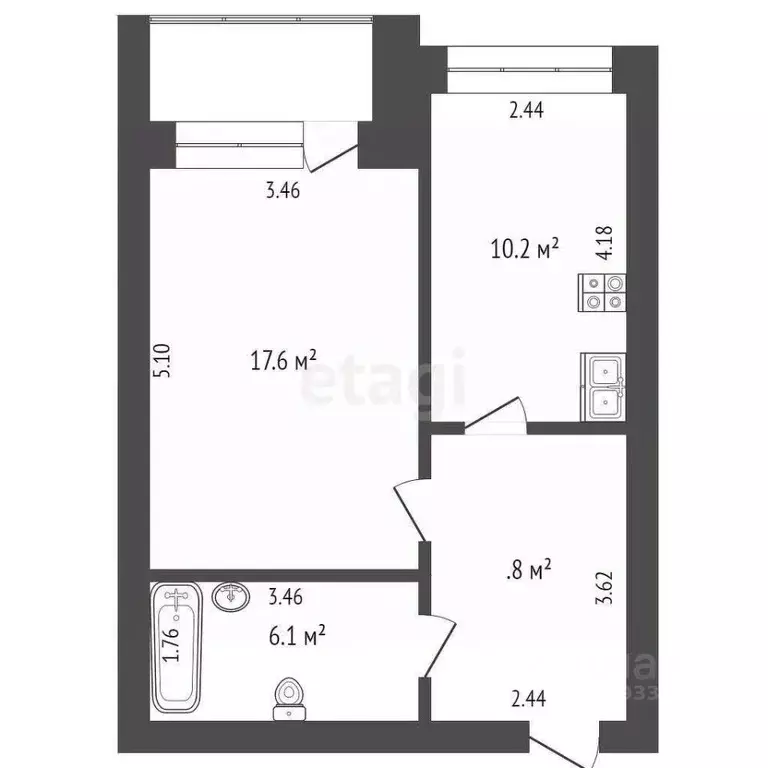 1-к кв. Тюменская область, Тюмень ул. Газовиков, 41к1 (46.0 м) - Фото 1