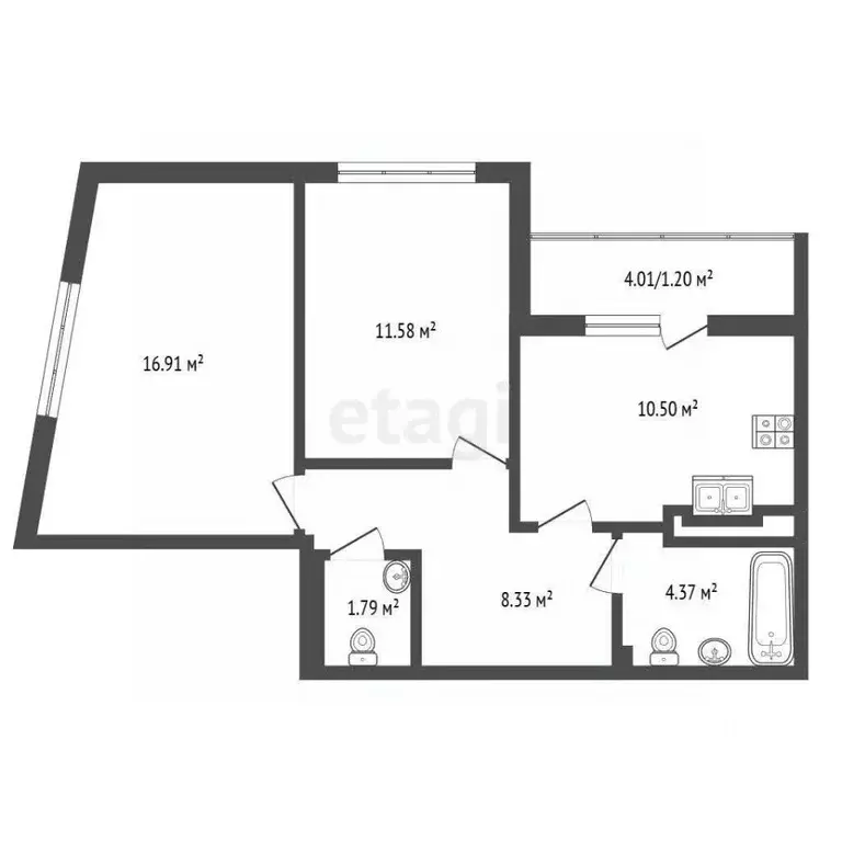 2-к кв. Калининградская область, Светлогорск Олимпийский бул., 4 (54.0 ... - Фото 2