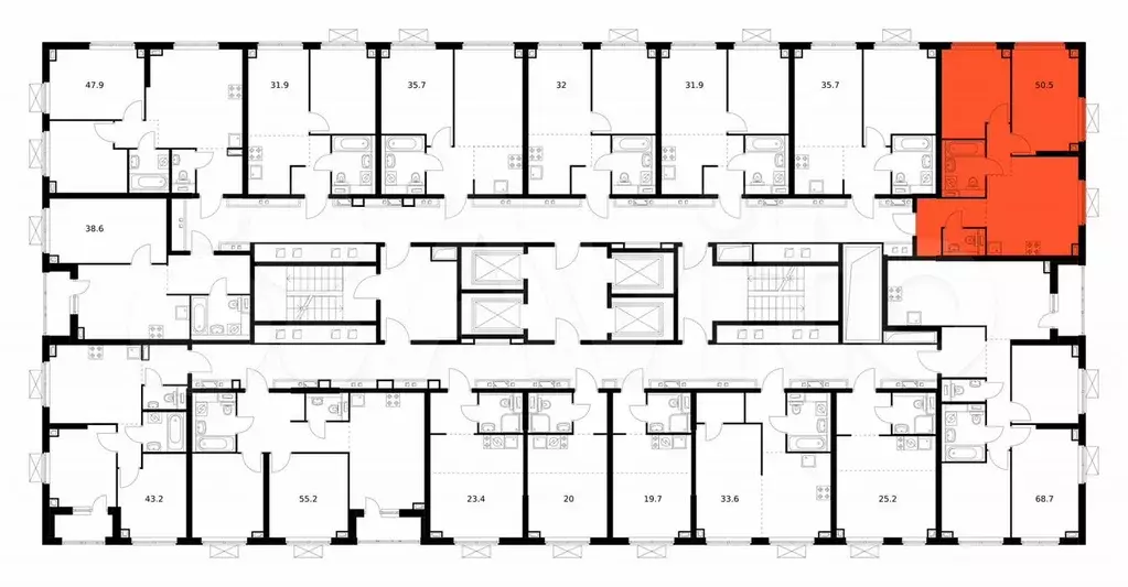 2-к. квартира, 50,5 м, 28/30 эт. - Фото 1