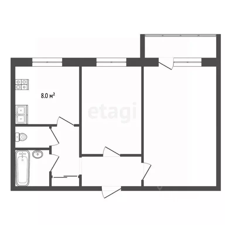 2-к кв. Нижегородская область, Выкса Центральный мкр, 20 (51.8 м) - Фото 2