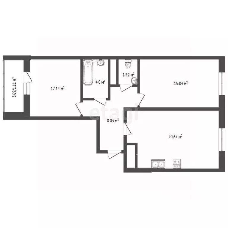 2-к кв. Московская область, Дмитров Имени В.Н. Махалина мкр, 39 (62.3 ... - Фото 2