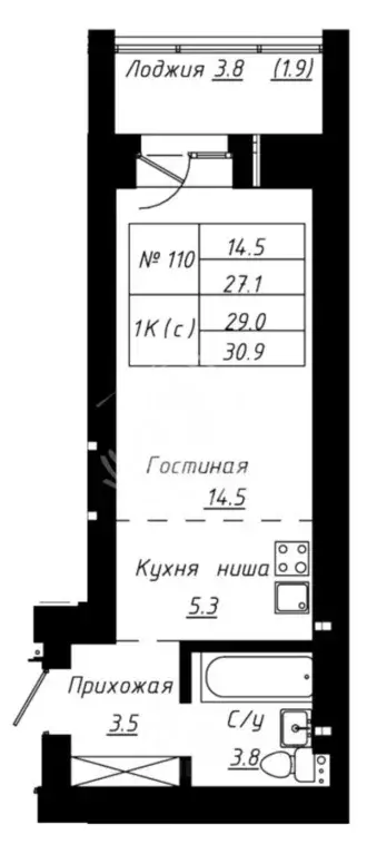 Студия Алтайский край, Барнаул тракт Павловский, 196 к1 (29.0 м) - Фото 1