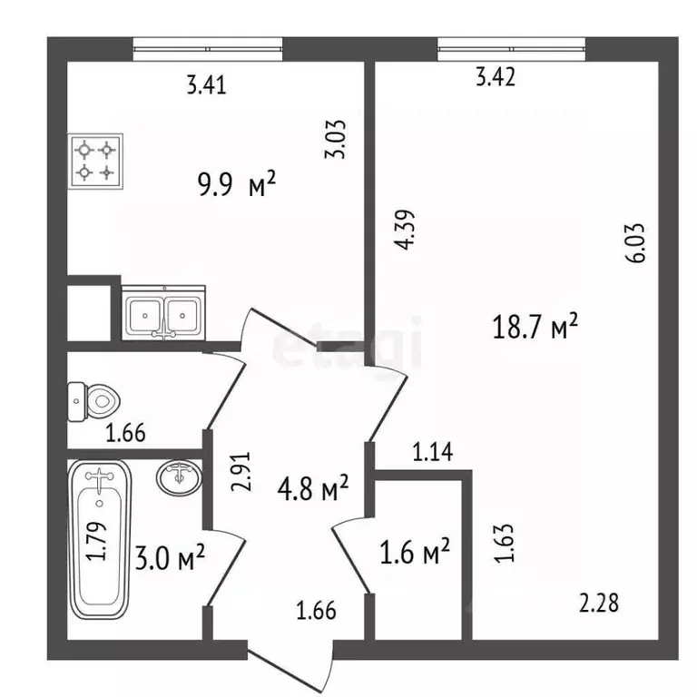 1-к кв. Санкт-Петербург дор. Кушелевская, 5к8 (39.6 м) - Фото 2