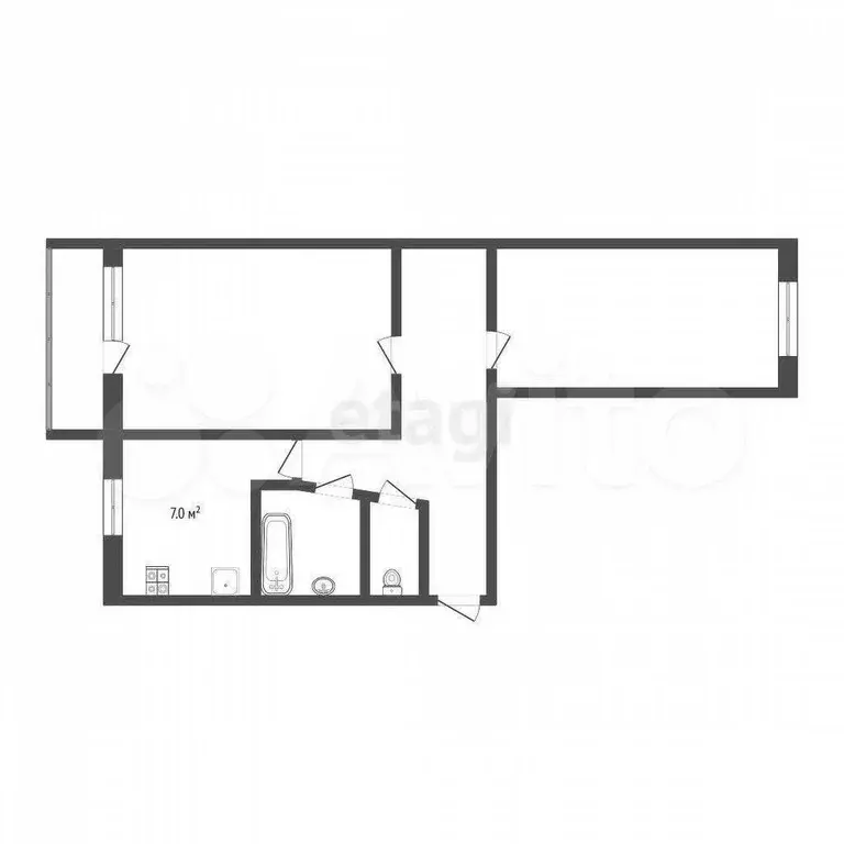 2-к. квартира, 44,7 м, 4/5 эт. - Фото 0