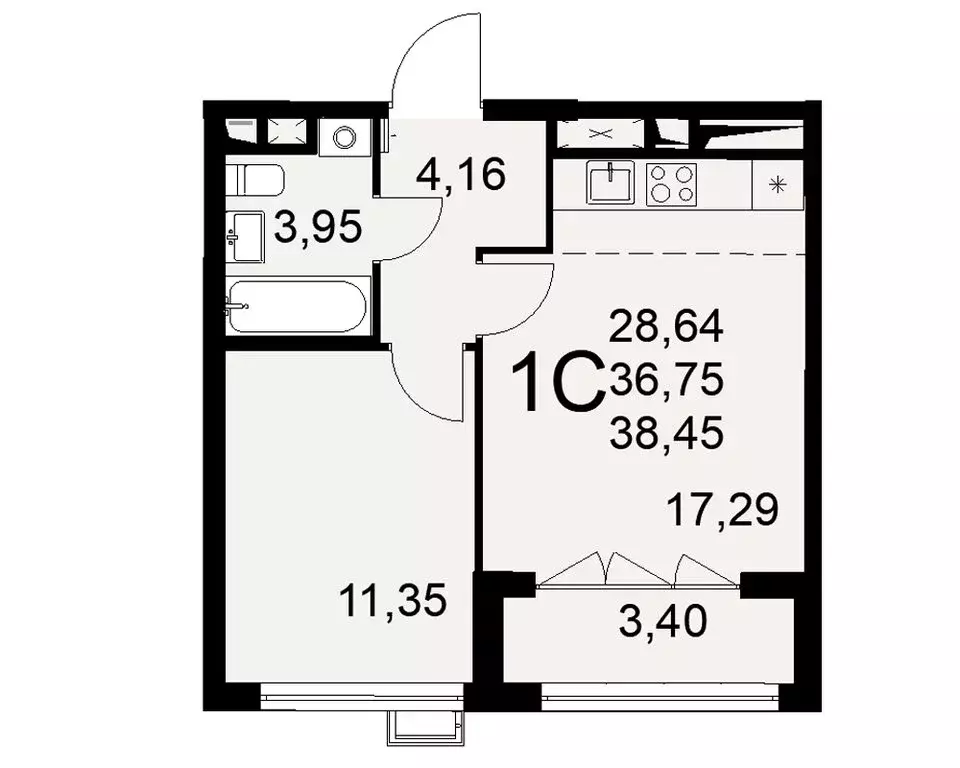 1-комнатная квартира: Тула, улица Фёдора Смирнова, 2 (38.45 м) - Фото 0