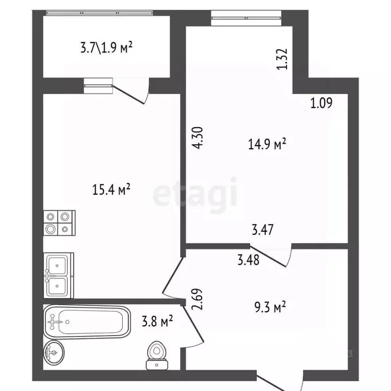 1-к кв. Санкт-Петербург ул. Вадима Шефнера, 10к1 (43.4 м) - Фото 1