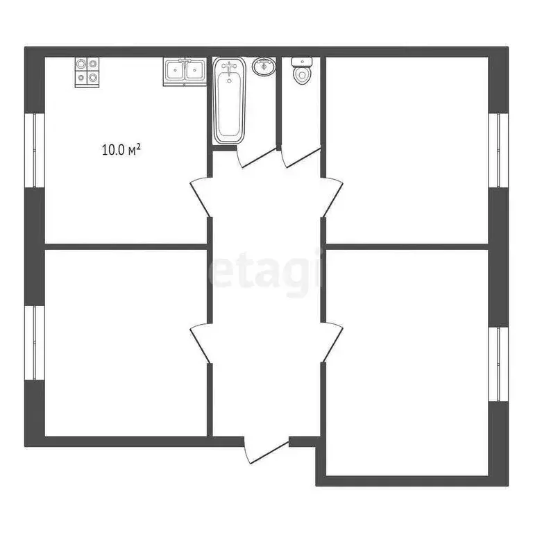 3-комнатная квартира: Заводоуковск, Революционная улица, 115 (58 м) - Фото 1