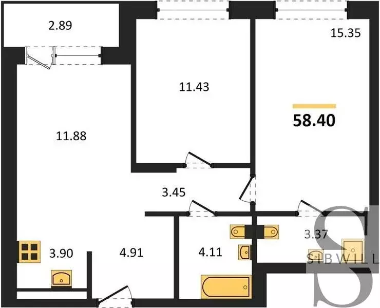 2-комнатная квартира: Новосибирск, Пермская улица, 12к2 (58.4 м) - Фото 0