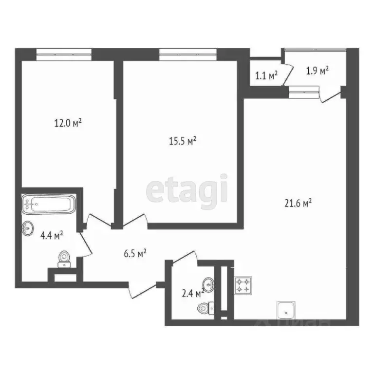 2-к кв. Тюменская область, Тюмень ул. Муравленко, 11 (62.4 м) - Фото 1