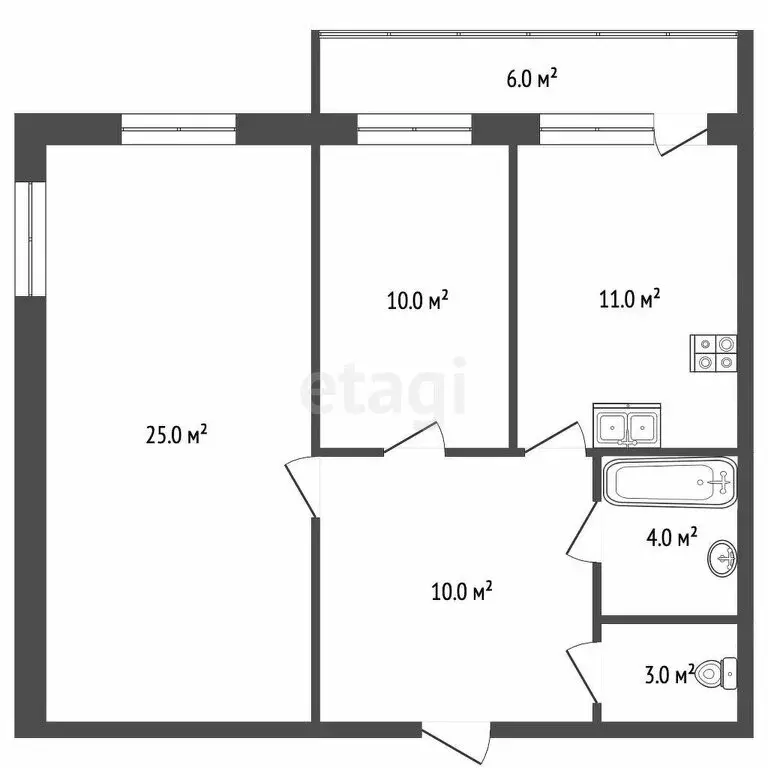 2-комнатная квартира: посёлок Берёза, 3-й квартал, 5 (41 м) - Фото 1