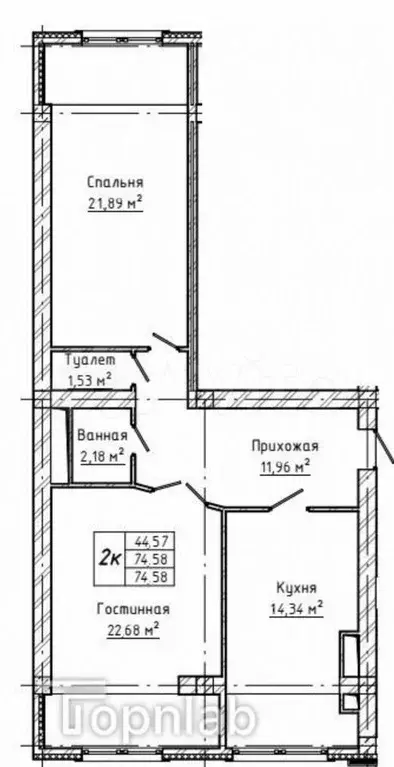 2-к. квартира, 74 м, 10/10 эт. - Фото 0